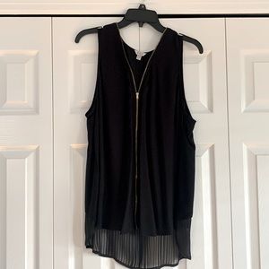 Lightly worn Black Guess blouse. Gold blouse with sheer cross cross back.
